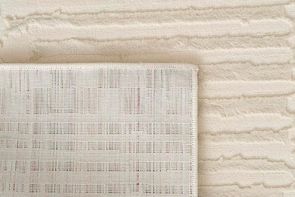 Revival Rugs Soloba 3'11"x6'1" Machine Washable Area Rug for Kitchen Bedroom - 100% Recycled Oeko-TEX Certified, Medium Pile, Beige, Cream