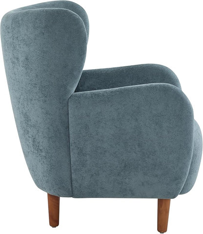 Christopher Knight Home Dolly Mid-Century Modern Velvet Upholstered Wingback Club Chair, Living Room Lounge Chair for Relaxation, Reading Armchair, Solid Wood Living Room Accent Chair, Aqua Blue+Brown