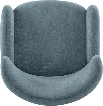 Christopher Knight Home Dolly Mid-Century Modern Velvet Upholstered Wingback Club Chair, Living Room Lounge Chair for Relaxation, Reading Armchair, Solid Wood Living Room Accent Chair, Aqua Blue+Brown