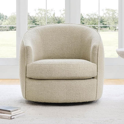 CHITA Swivel Barrel Chair, Modern Comfy FSC Certified Upholstered Accent Chair for Living Room, Fully Assembled, Oatmeal