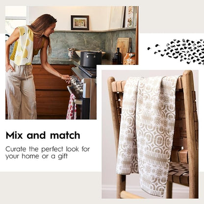 GEOMETRY Kitchen Towels Quick Dry Microfiber Premium Towel Sandy Palms 1 Pack