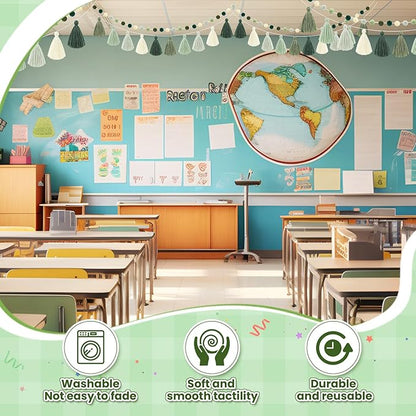 Syhood 4 Pcs Christmas Pom Pom Tassel Garland Felt Pompom Ball Banner Christmas Tassel Garland for Xmas Tree Hanging Decorations Party Supplies Home Decor(Sage Green)