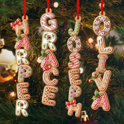 Personalized Christmas Name Letter Ornament 2025, Family Name Ornaments 2025, Personalized Christmas Stocking Tag, Initial Alphabet Monogram, Kids Name Family Letter, Xmas Tree Decor 6
