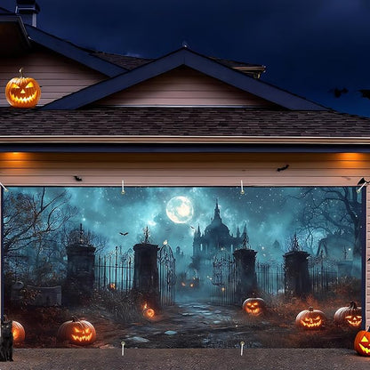 6 x 13 ft Halloween Garage Door Decorations Halloween decorations Witch Door Cover, Hanging Banner, Cauldron Backdrop Mural for Home, Outdoor, Indoor, Spooky Party, Wall, Window (Discard)