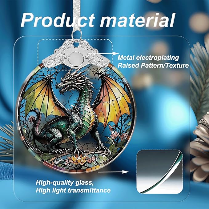 Dragon Ornament Crystal Glass with Gift Box, Dragon Christmas Ornaments for Christmas Tree Decorations, for Girls Boys Women Men, Holiday Keepsake Present Exchange Ideas -01