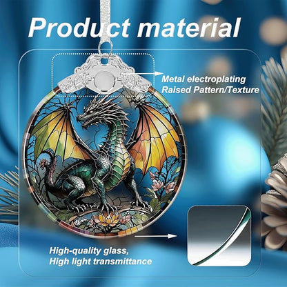 Dragon Ornament Crystal Glass with Gift Box, Dragon Christmas Ornaments for Christmas Tree Decorations, for Girls Boys Women Men, Holiday Keepsake Present Exchange Ideas -01