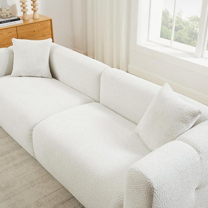 VANOMi Living Room Furniture Sets Include 95" Sofa & 42" Armchairs, Boucle Upholstered Oversized Couch with Pillows, Living Room Furniture Set for Bedroom Apartment (White, 1 Sofa+1 Chair)