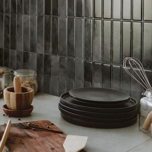 Smart Tiles Peel and Stick Backsplash - 5 Sheets of 11.43''x9'' - 3D Adhesive Peel and Stick Tile Backsplash for Kitchen, Bathroom, Wall Tile, Zaida Black