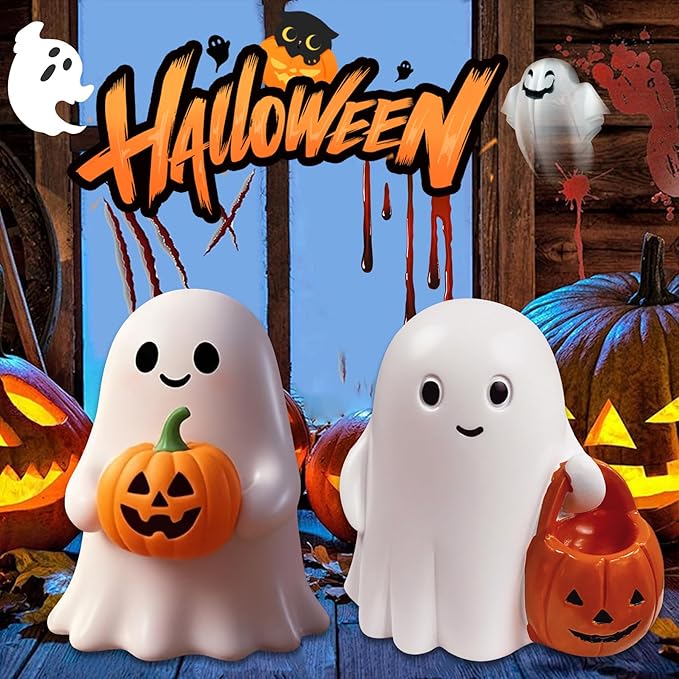 Halloween Ghost with Figurine - Cute Rock Ghost for Gift Props Funny Ghost Statue,Tabletop Home Decor Ghosts Halloween Decorations Indoor