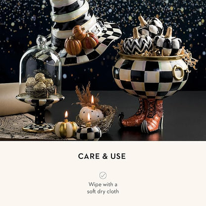 MACKENZIE-CHILDS Courtly Check Cauldron, Halloween Candy Vessel, Home Decor, 96 Ounce Vessel