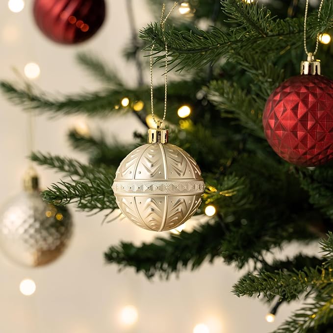 Valery Madelyn 100ct Christmas Tree Decorations Ball Ornament Set, Red and Gold Shatterproof Hanging Ornaments Bulk for Xmas Holiday Party Decor