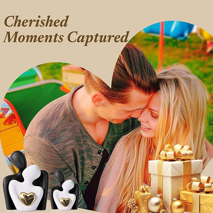 Mini Couple Statue Tv Stand Decor Items for Living Room Home Decor,Bedroom Decor for Couples Sculpture for Anniversary Wedding,Love Gifts for Couples 2025,Knick Knacks for Shelve (Black White, 3.15in)