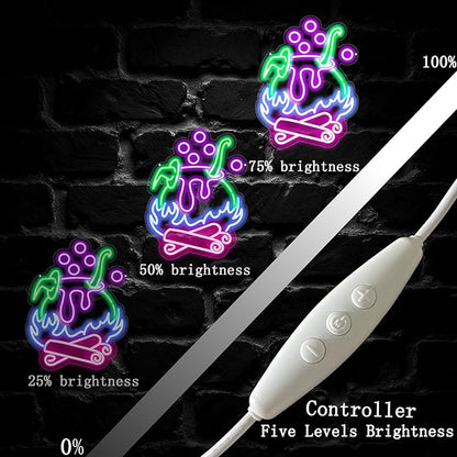 "Witch Brew" Cauldron Neon Sign - Spooky LED Cauldron Wall Art, Spooky Halloween, Witch's Brew Led Sign, Witch Pot Neon Light for Halloween Led Sign Halloween Decorations Party Decor Home Bar