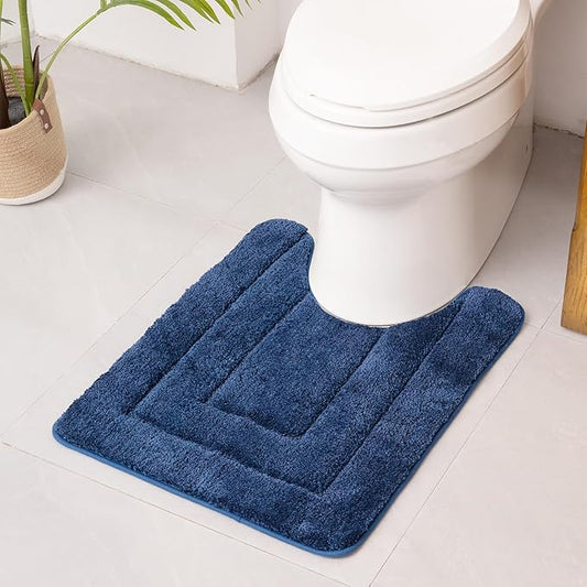 GRANNY SAYS Bathroom Toilet Rugs U Shaped, Bath Mats for Bathroom, Bath Rugs Non Slip Washable, Absorbent Microfiber Toilet Mat, Soft Plush Shaggy, 20" x 24", Blue