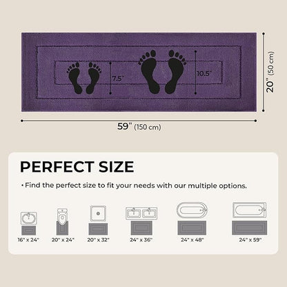 GRANNY SAYS Bathroom Rug Mat, 59" x 20" Bath Mats for Bathroom Non-Slip, Super Soft and Water Absorbent, Microfiber Bath Rugs, Machine Wash Dry, Large Bath Rugs for Floor, Purple