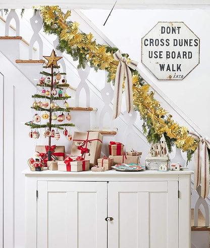 DearHouse 6FT Gold Berry Christmas Garland, Flexible Artificial Berry Garland for Indoor Outdoor Home Fireplace Decoration for Winter Christmas Holiday New Year Decor