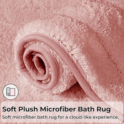 GRANNY SAYS Toilet Rugs U Shaped Washable Non Slip, Toilet Mats for Bathroom Soft Plush Shaggy Absorbent, Microfiber Bath Mats for Bathroom Toilets Cute Decor, 20" x 24", Pink