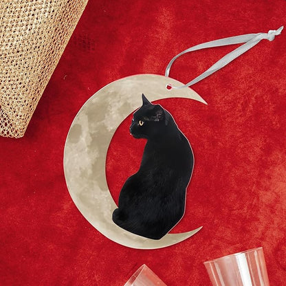 OASSIE Christmas Black Cat Gifts for Women Men - Acrylic Christmas Ornaments 2025 for Tree Decorations - Cat Lover Gifts for Women Animal Lovers, Funny Ornaments for Xmas Decorations