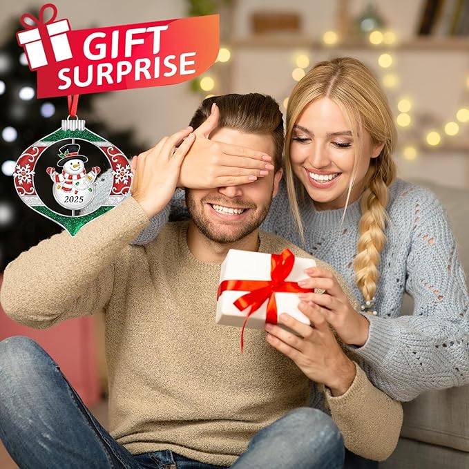 2025 Christmas Ornaments for Tree,Christmas Wreath Ornaments 2025 with Rotatable Tree for Christmas Tree Decorations Holiday Decorative Annual Keepsake Gift (Metal,Silver)