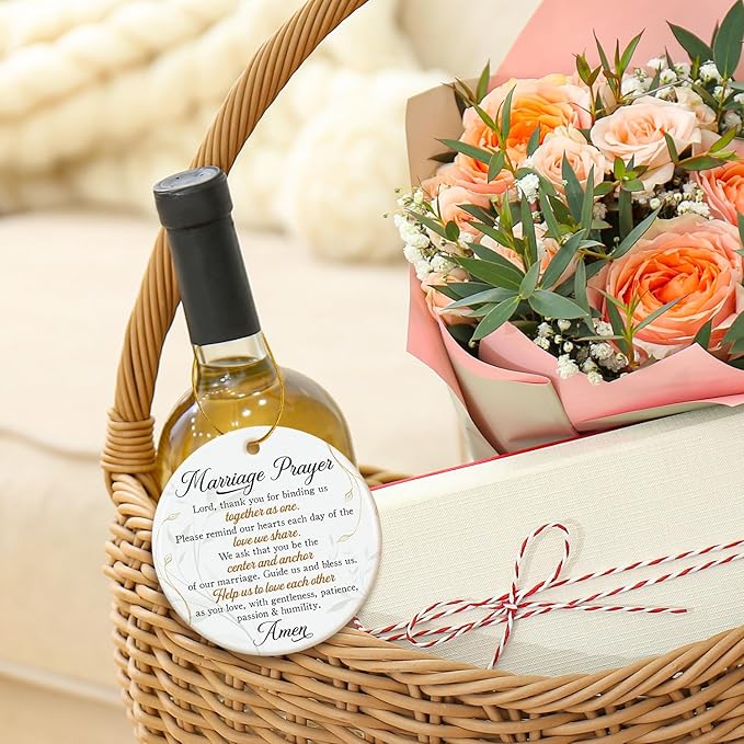 ZAGKOO Christian Christmas Wedding Gifts for Couple 2025 - Marriage Prayer Religious Wedding Gift for Newlyweds, Married Couples, Mr Mrs, Bride Groom - Bridal Shower Gift - Ceramic Ornament Decoration