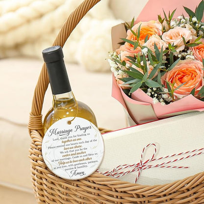 ZAGKOO Christian Christmas Wedding Gifts for Couple 2025 - Marriage Prayer Religious Wedding Gift for Newlyweds, Married Couples, Mr Mrs, Bride Groom - Bridal Shower Gift - Ceramic Ornament Decoration