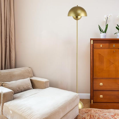 COSYLUX Modern Floor Lamp for Living Room, Industrial Tall Standing Lamp for Bedroom, Metal Shade Reflecting Light Reading Floor Lamp for Office, Nursery Room, Corner(Gold)