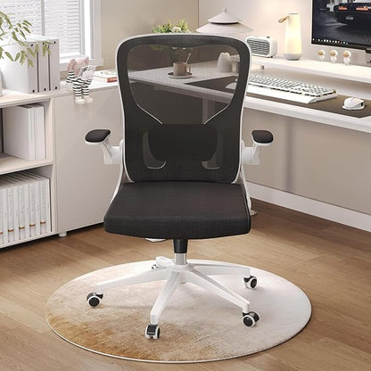 Ergonomic Office Chair, High-Back Mesh Desk Chair with Adjustable Height, Lumbar Support, Flip-Up Armrests,headrest，and Swivel Rolling Design for Home and Office Use