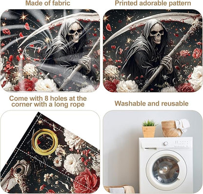 6 x 13 ft Halloween Garage Door Decorations Halloween decorations Witch Door Cover, Hanging Banner, Cauldron Backdrop Mural for Home, Outdoor, Indoor, Spooky Party, Wall, Window (Scythe-1)