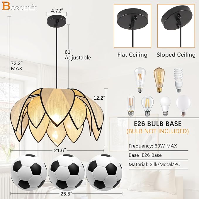 21.6" Boho Petal-Shaped Chandelier Light Fixture, Farmhouse Chandeliers for Dining Room Hand Woven Flower Pendant Light, Coastal Hanging Pendant Light for Kitchen Island Bedroom Living Room