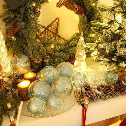 XmasExp Christmas Ball Ornaments Set 12ct Large Shatterproof Pastic Christmas Tree Decorations Hanging Ornaments for Xmas 70mm/2.76",Babyblue