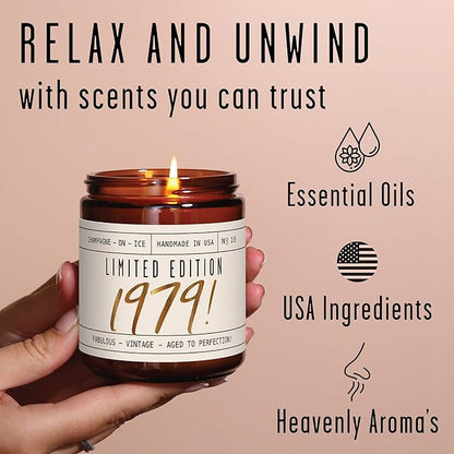 46th Birthday Gifts for Women - 'Limited Edition 1979' Soy Candle, w/Champagne on Ice I 46 Birthday Gifts for Women I 46th Gift for Her Ideas I 9oz Reusable Jar, 50Hr Burn, Made in USA