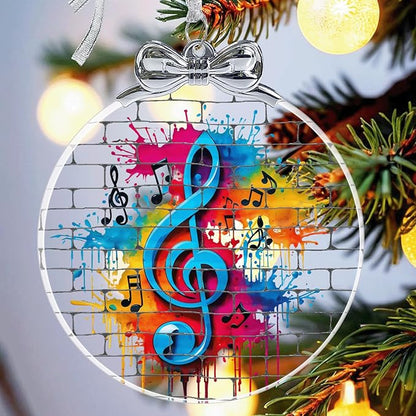 Musical Note Stained Glass Ornament - Musician Gifts for Women Men Friends Teachers - Hanging Christmas Ornaments for Christmas Tree Decorations, Holiday Keepsake Present Exchange Ideas
