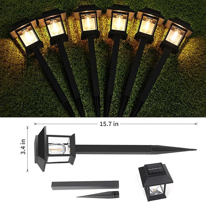 Greluna Solar Lights Outdoor, 6 Pack Waterproof Auto On/Off Solar Pathway Lights for Garden, Landscape, Path, Yard, Patio, Driveway, Walkway Decor