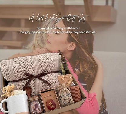 Get Well Soon Gift Baskets for Women - Earth Tone Self Care Package - After Surgery, Sympathy Gifts for Loss of Loved One, Thinking of You/Mothers Day/Grief/Bereavement/Miscarriage Gifts for Women