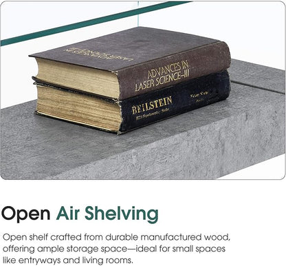 ivinta Glass Console Table with Storage, 39.4" Modern Entryway Table for Living Room, Foyer, Hallway, Bedroom 5101 (Gray)