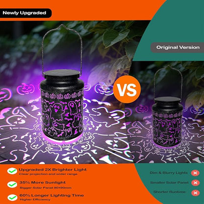 Solar Halloween Lights Outdoor Ghost Decorations - Spooky Metal Solar Lanterns Outdoor Waterproof for Patio, Yard, Home Decor and Party Favors, Fun Halloween Gifts for Kids & Women