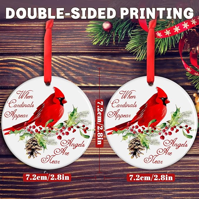 Red Cardinal Christmas Ornaments - Memorial Gifts for Loved One, Sympathy Gifts