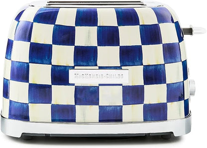 MACKENZIE-CHILDS 2-Slice Toaster, Decorative Toaster for Kitchen, Blue-and-White Royal Check