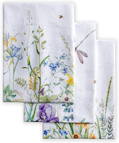 Maison d'Hermine Dish Towels 100% Cotton Absorbent Fleurs De Mai Set of 3 Spring Summer