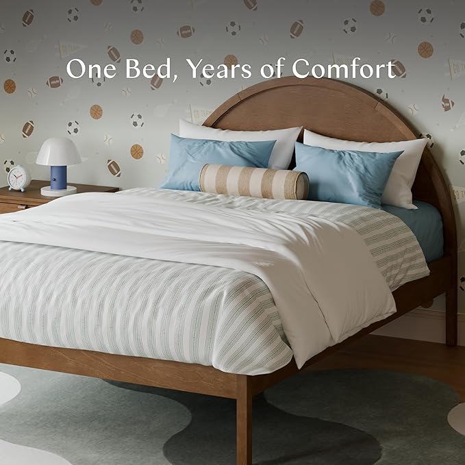 Babyletto Bondi Full Size Bed Frame - GREENGUARD Gold Certified - Full Size Platform Frame with Arched Headboard - Universal Mattress Fit - No Box Spring Needed - Durable Bedroom Furniture - Walnut