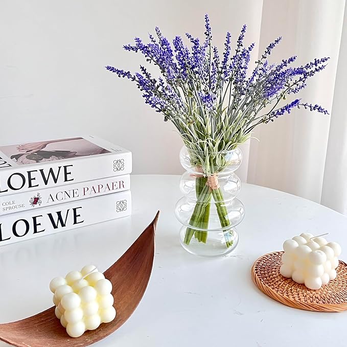 BLOFLO Transparent Glass Hydroponic Flower Vase, 7-Inch Clear Glass Vase, Four-Layer Geometric Glass Vase for Home Décor, Modern Bubble Glass Vase for Home Office Wedding Table Decoration (Clear)