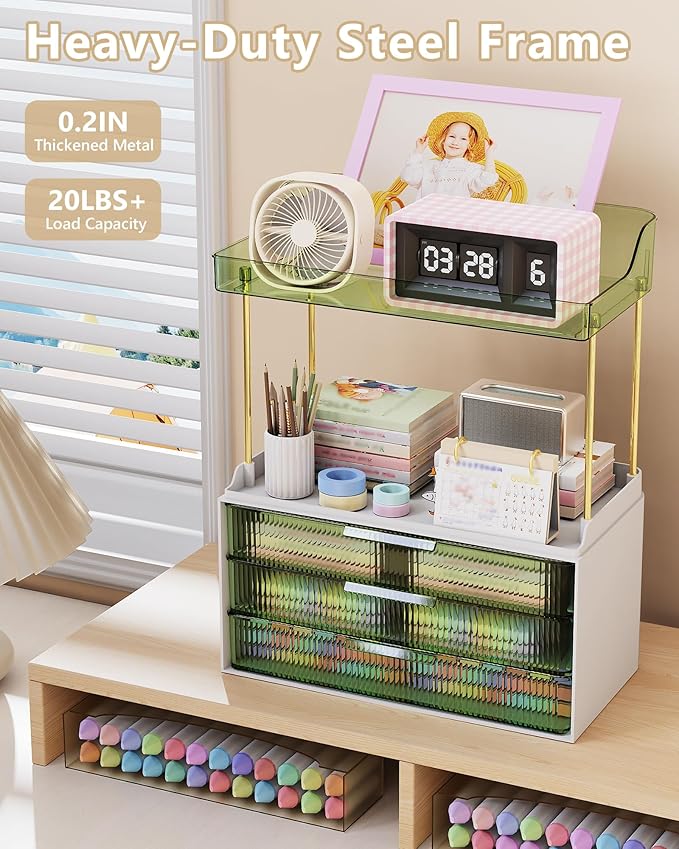 Bathroom Organizers and Storage, Makeup Organizer (Sturdy Durable Attractive), Ideal for Vanity, Countertop, Counter, Perfume, Skincare, Cabinet, Cosmetic, Dresser Organizer (Green)