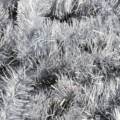 Jishi 50 FT Christmas Garland Silver Tinsel Garland Christmas Tree Decorations - Non-Lit Xmas Holiday Decor Outdoor Indoor Home Garden Outside Wedding Party Artificial Thick Silver Decorative Garland