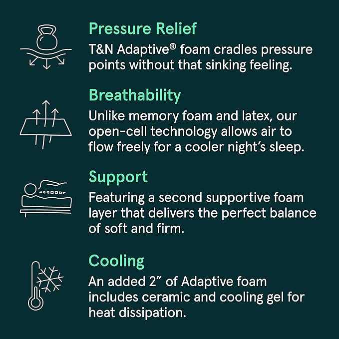 Tuft & Needle Mint Medium Firm Cal King Size Adaptive Foam Mattress in a Box, Cooling Pressure Relief, Supportive, 100 Night Trial, Fiberglass-Free, CertiPUR-US, 10-Year Limited Warranty
