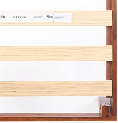Mellow Naturalista Classic - 79.5"L x 59.5"W x 12"H Inch Solid Wood Platform Bed with Wooden Slats, No Box Spring Needed, Easy Assembly, Queen, Cherry