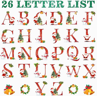 Personalized Letter Name Christmas Ornament 2025, Custom Ceramic Ornaments with Initial Name Monogram, Hanging Ornament for Xmas Tree Decorations, Gift for Family Friends