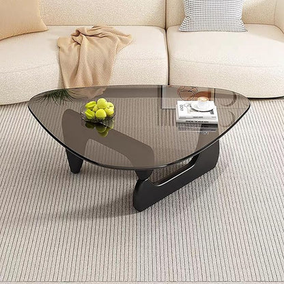 Modern Glass Coffee Table for Living Room, Black mid Century Modern Coffee Table, Sleek Coffee Tables, Suitable for Bedroom Living Room Reception Office Tables（Black/Grey，Large）