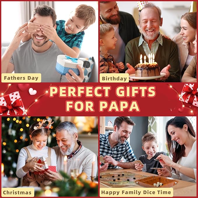 Best Papa Ever PU Leather Tray and Keychain, Unique Papa Grandpa Gifts for Father Day from Granddaughter Grandson, Birthday Gifts for Dad from Daughter Son