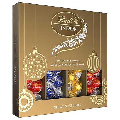 Lindt LINDOR Assorted Chocolate Candy Truffles Gift Box, Assorted Chocolate with Smooth, Melting Truffle Center, 7.6 oz.