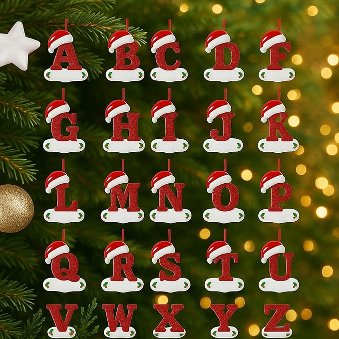 2025 Personalized Initial Christmas Ornaments – MBBEST 3D Letter Ornaments with Name, Custom UV Printed A–Z Initial Ornament for Christmas Tree, Unique Xmas Gifts for Family, Kids & Friends